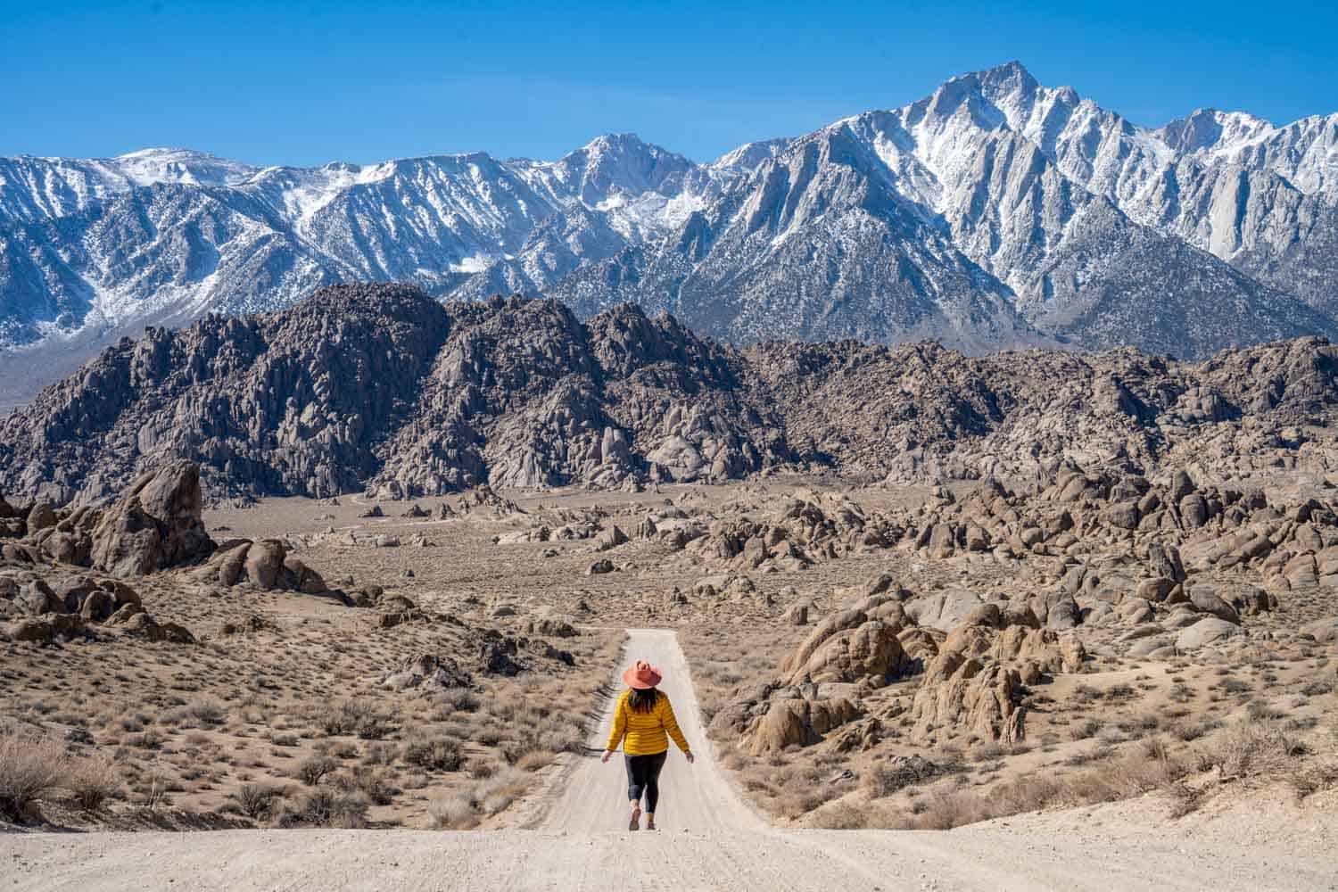 Feature image Amanda on Movie Road in Alabama Hills
