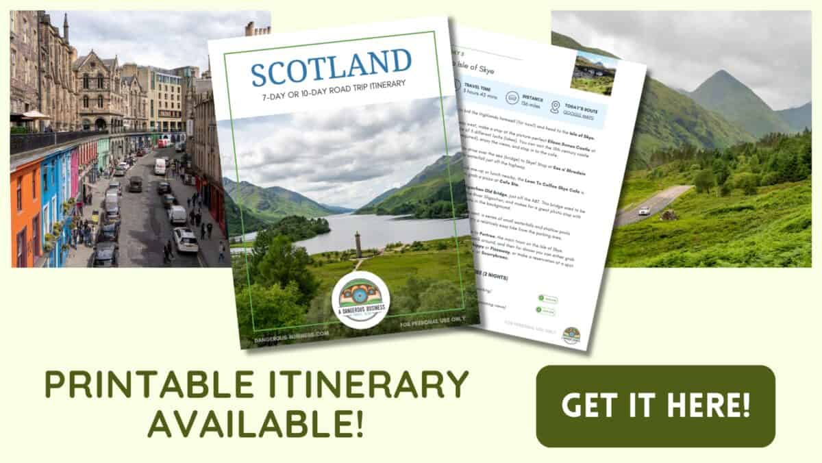 Scotland road trip itinerary printable